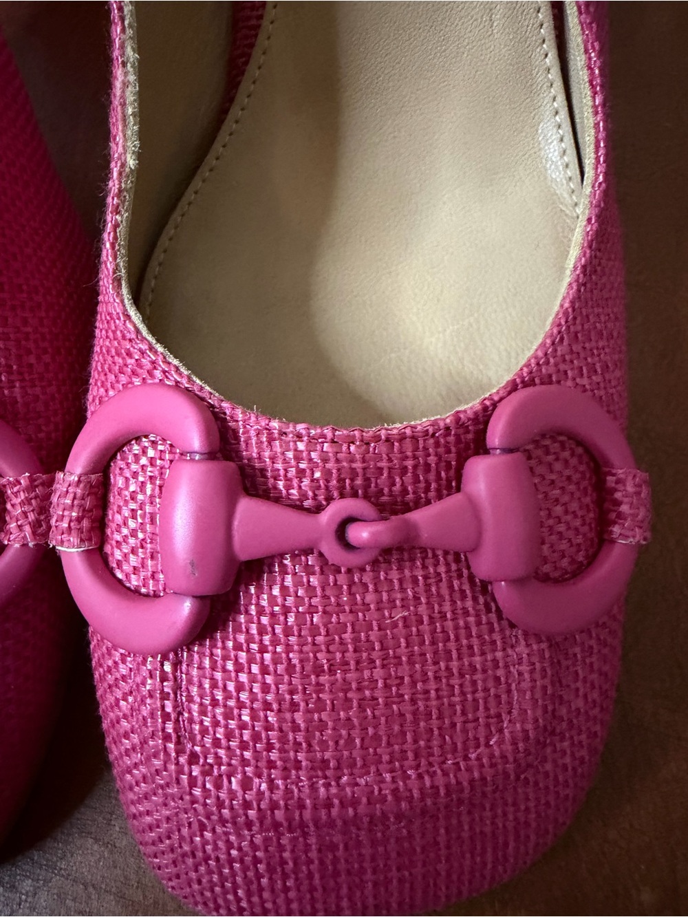 Sesto Meucci Hot Pink Woven Slingback Flats with Horsebit - Picture 2 of 6